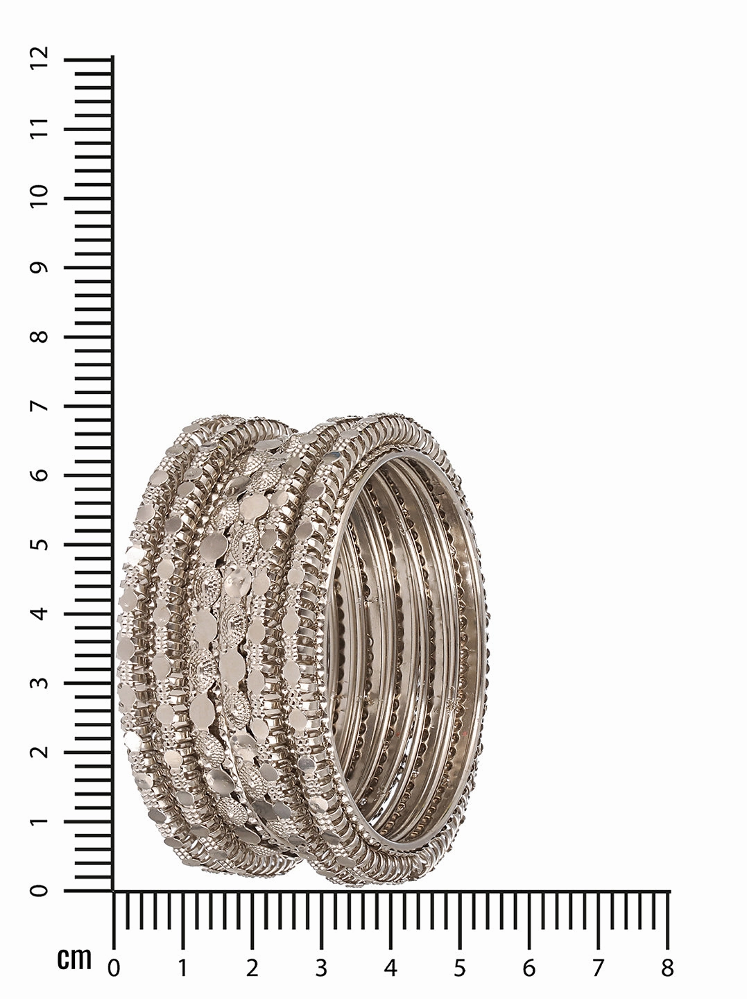 Set Of 6 Oxidised Silver-Plated Textured Bangles Set