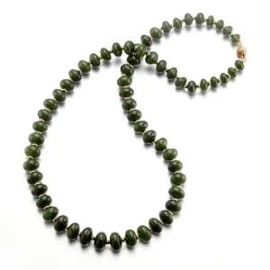 Siberian Green Jade & Gold Graduated Abacus Necklace