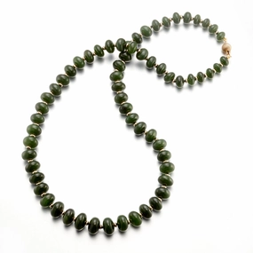Siberian Green Jade & Gold Graduated Abacus Necklace