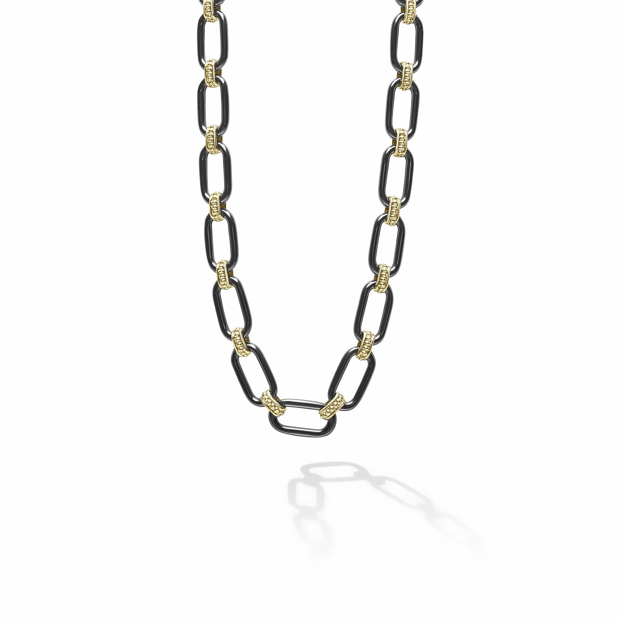 Signature Caviar 18K Gold and Black Ceramic Link Necklace | 6mm