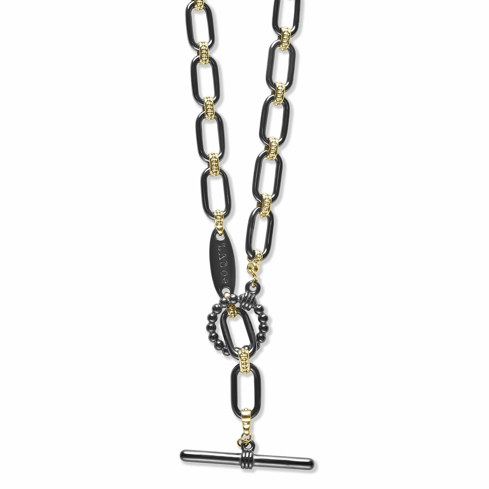 Signature Caviar 18K Gold and Black Ceramic Link Necklace | 6mm
