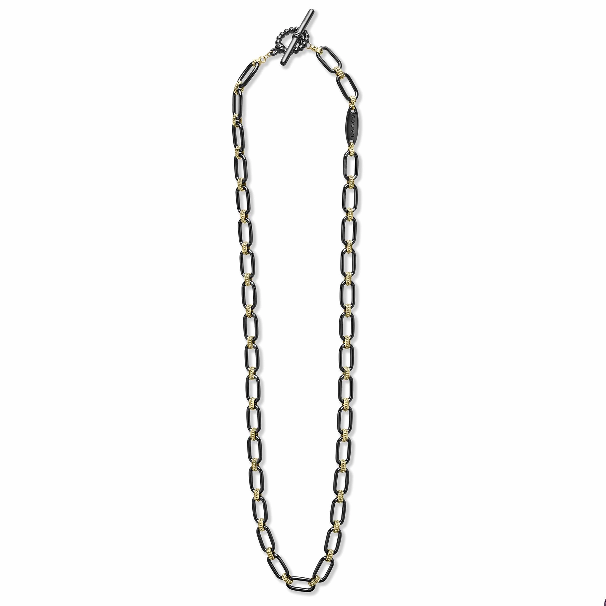 Signature Caviar 18K Gold and Black Ceramic Link Necklace | 6mm