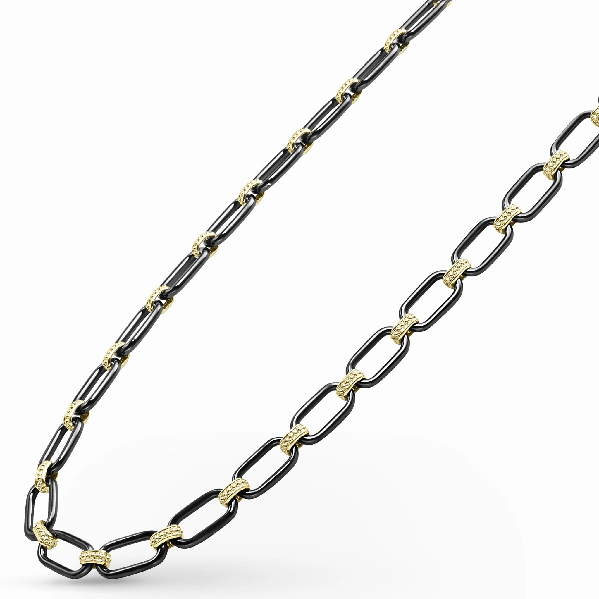 Signature Caviar 18K Gold and Black Ceramic Link Necklace | 6mm