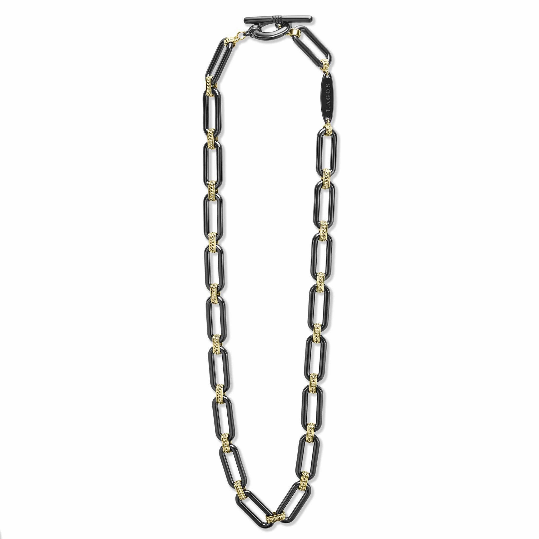 Signature Caviar 18K Gold and Black Ceramic Link Necklace | 9mm