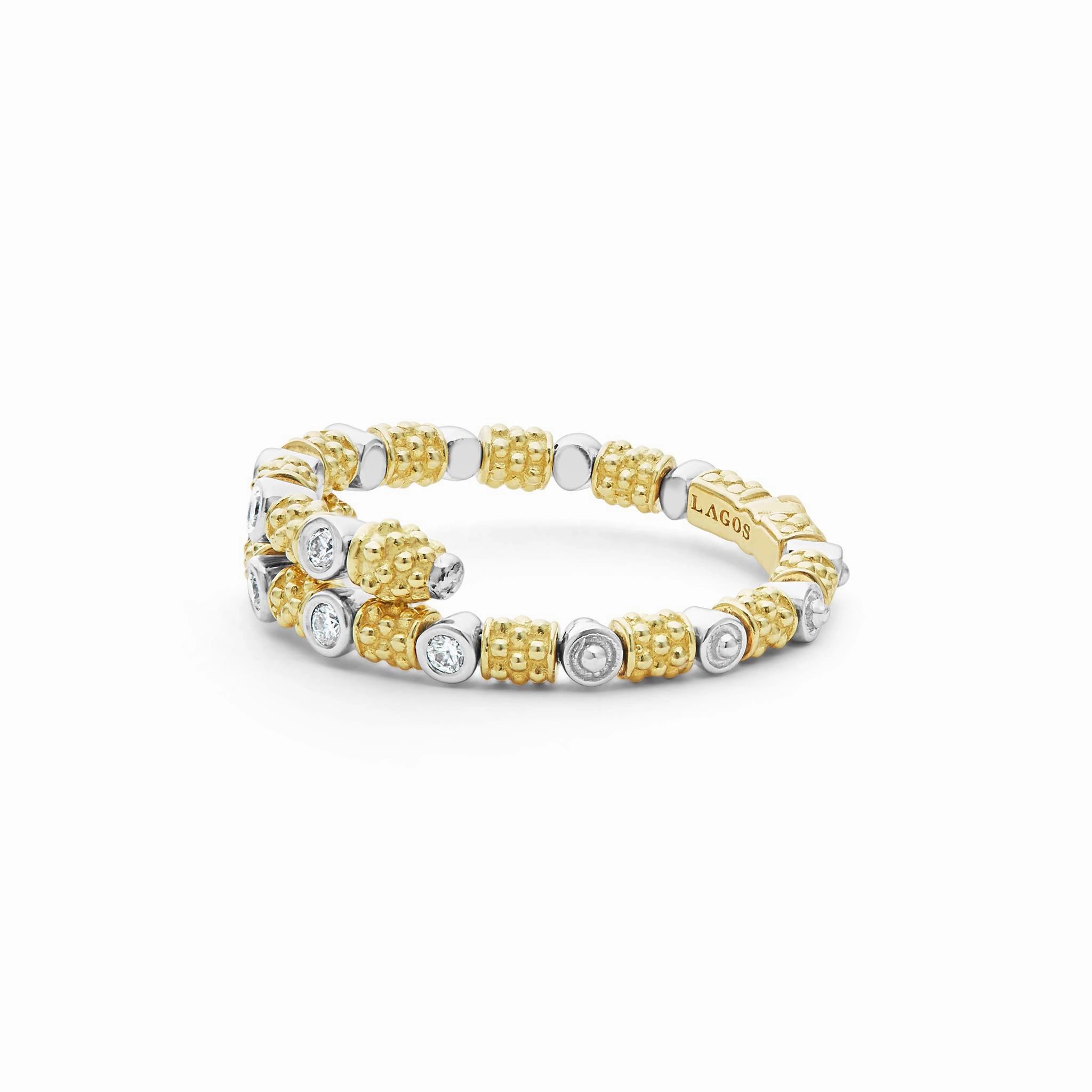 Signature Caviar 18K Gold and Diamond Superfine Band Ring