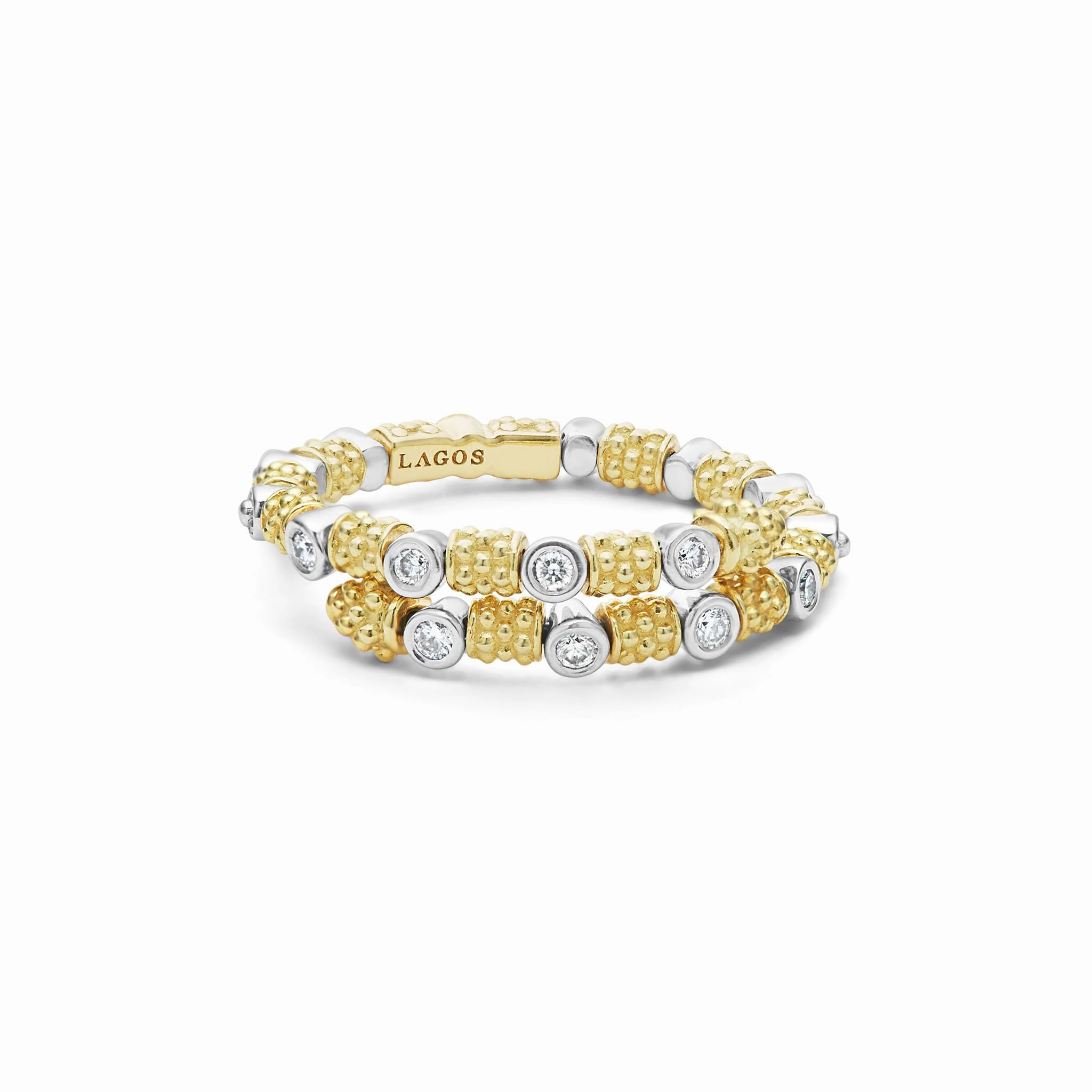 Signature Caviar 18K Gold and Diamond Superfine Band Ring