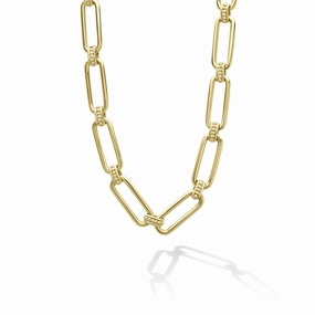 Signature Caviar 18K Gold Petite Link Necklace