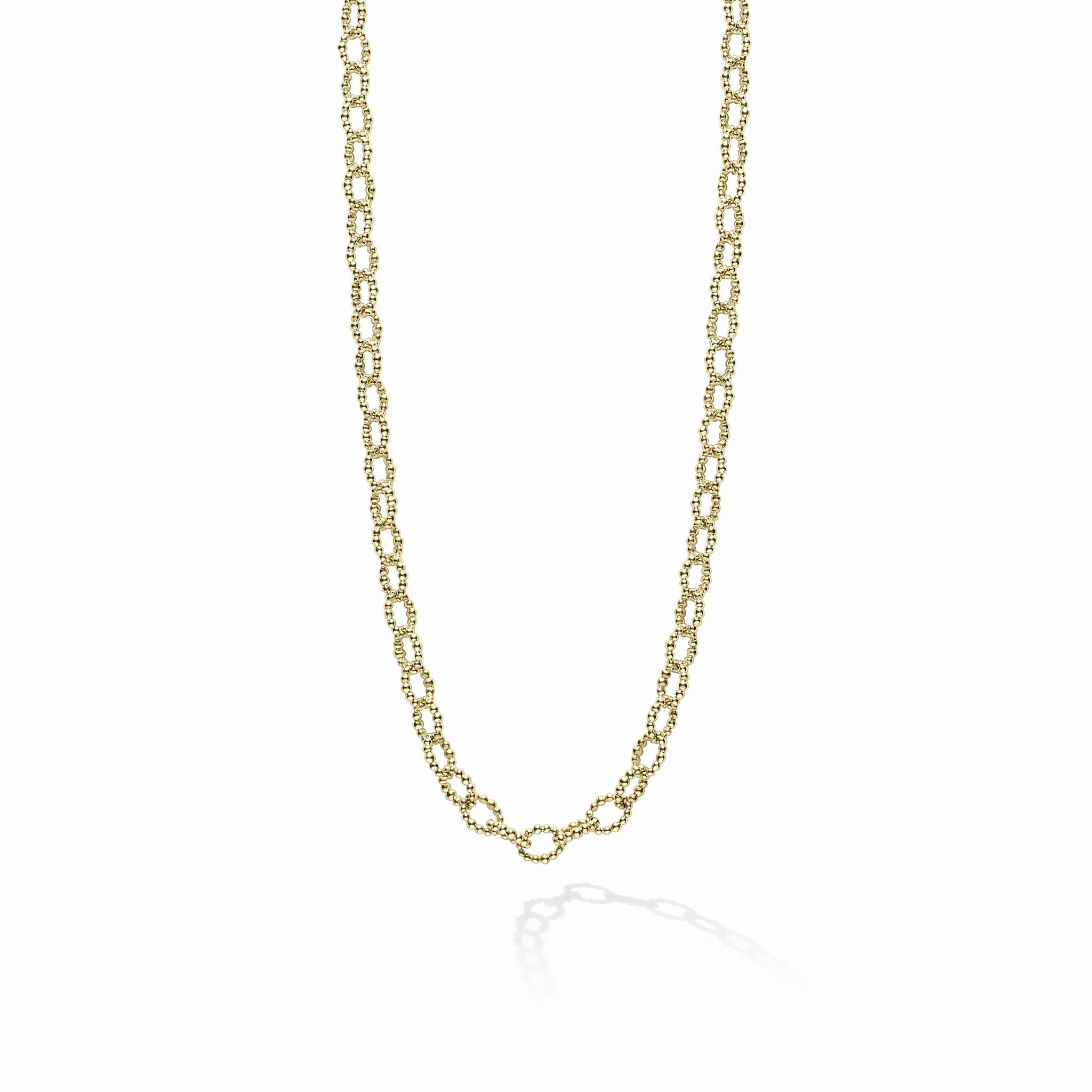 Signature Caviar 18K Gold Small Link Necklace