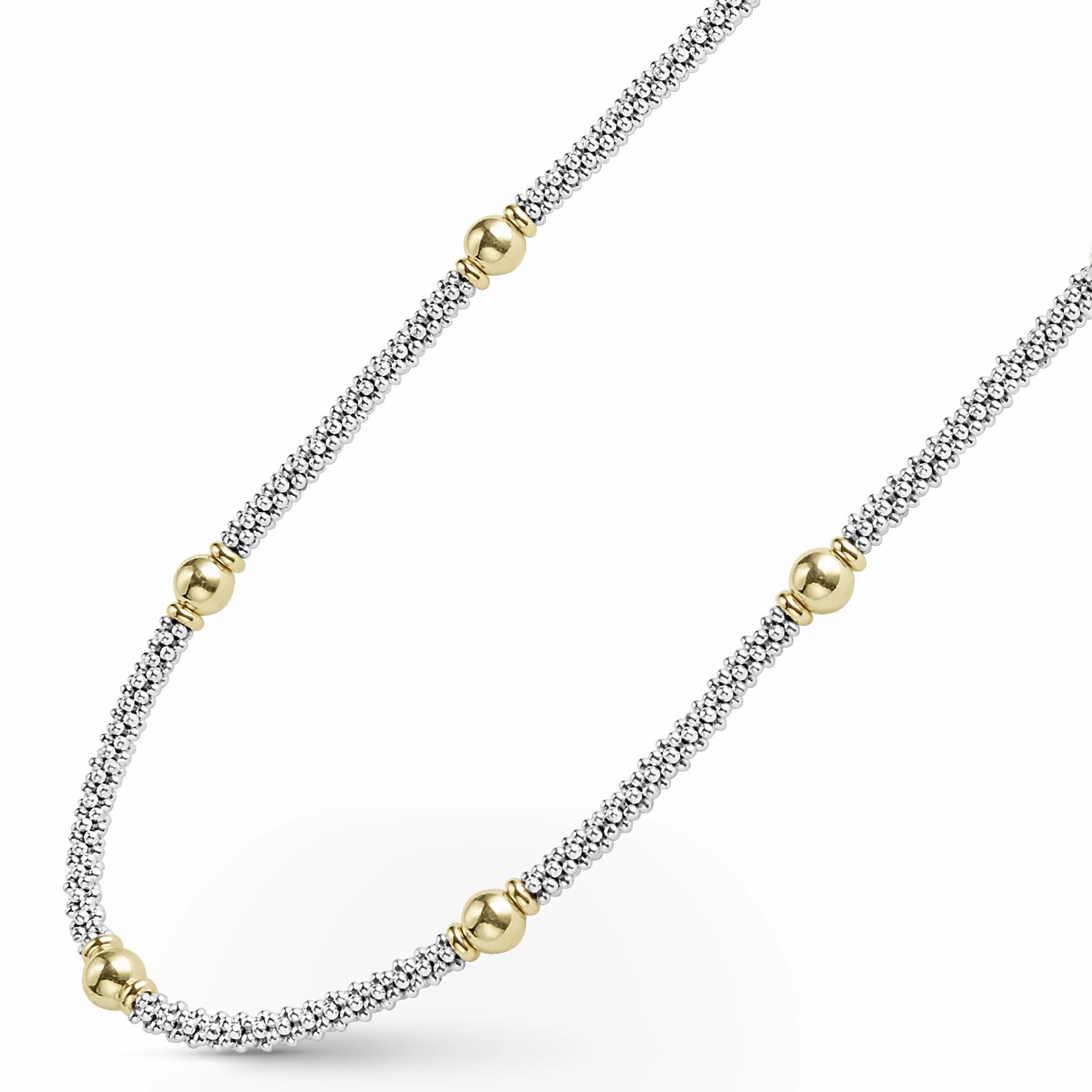 Signature Caviar 18K Gold Station Necklace