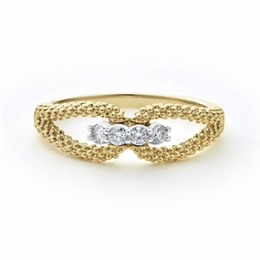 Signature Caviar 18K Gold Superfine Diamond Center Ring