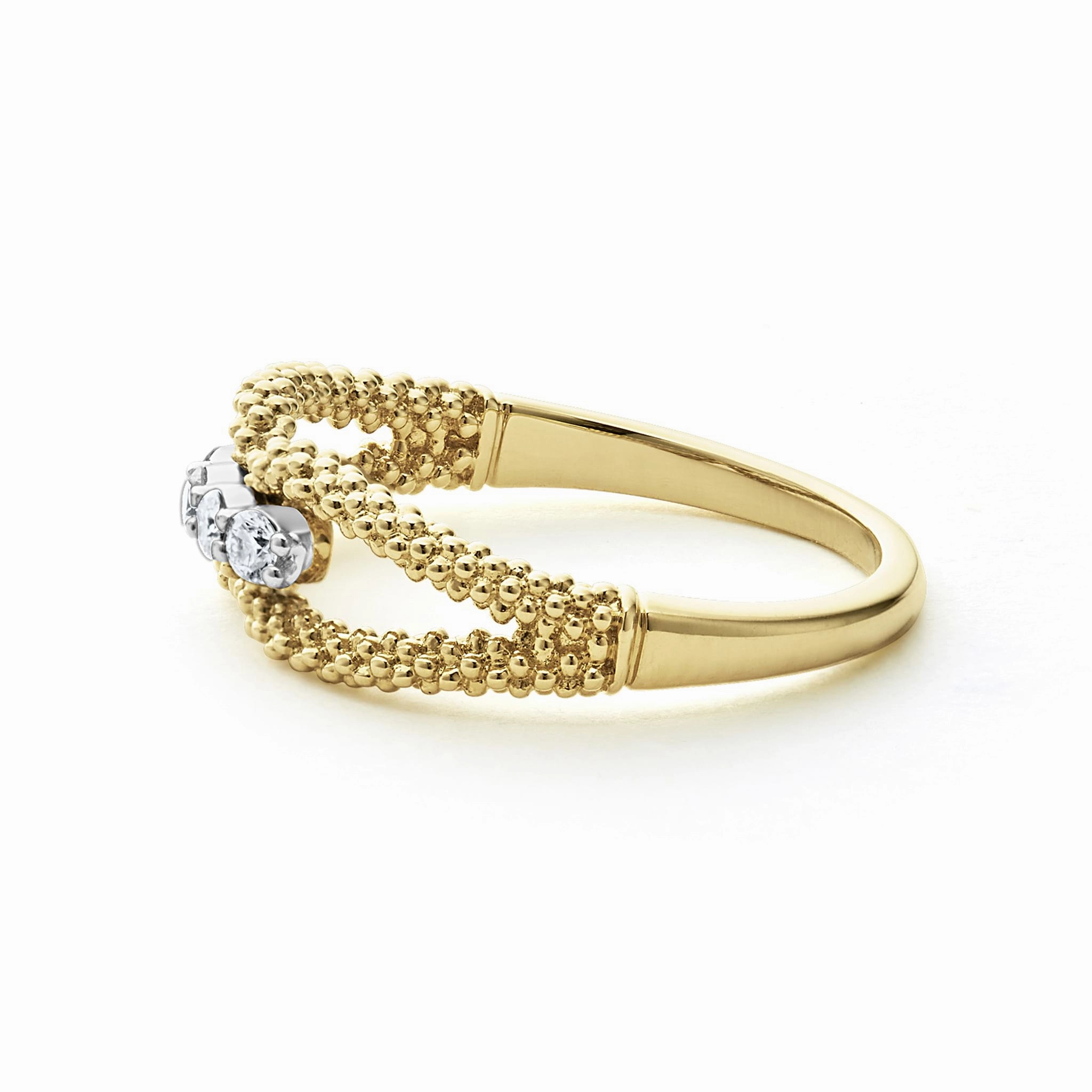 Signature Caviar 18K Gold Superfine Diamond Center Ring