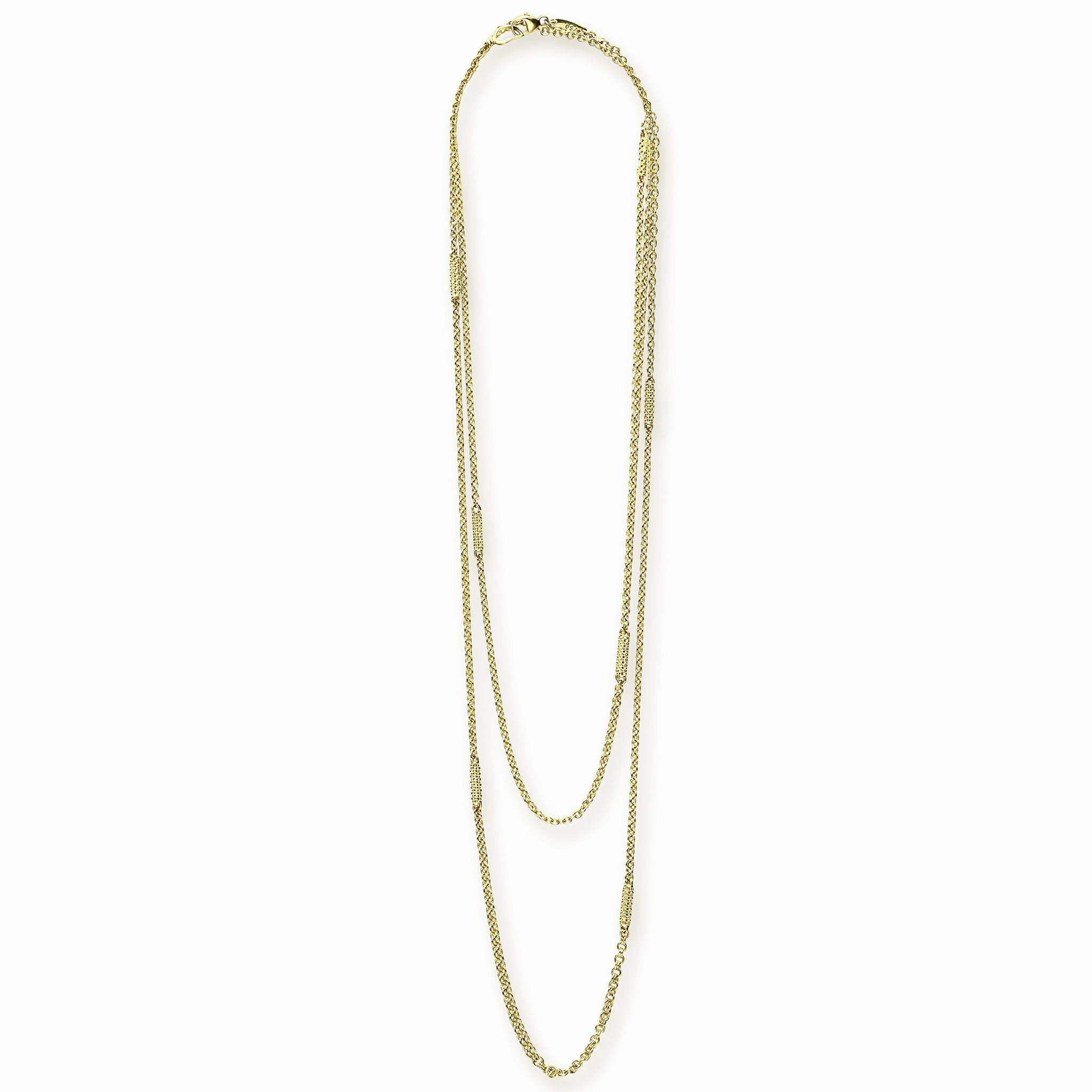 Signature Caviar 18K Gold Superfine Station Chain Necklace