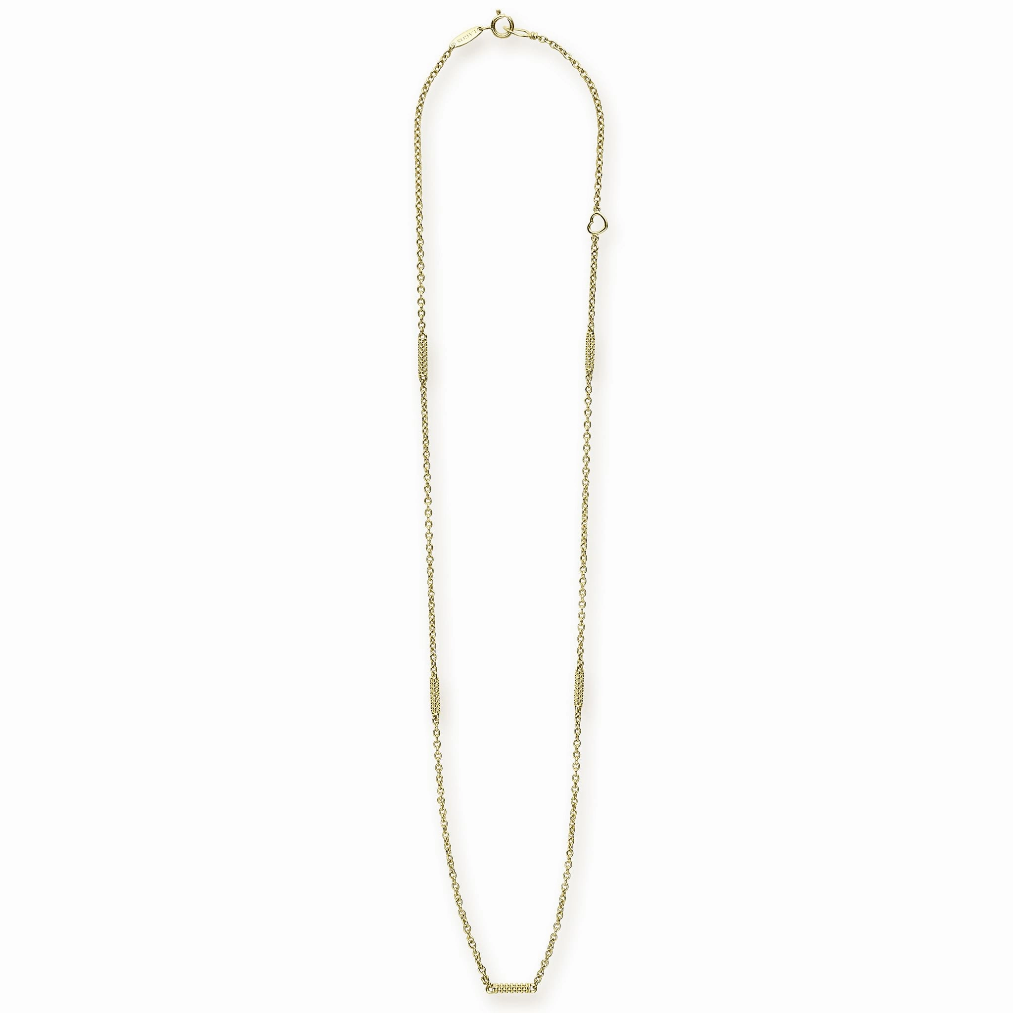 Signature Caviar 18K Gold Superfine Station Chain Necklace