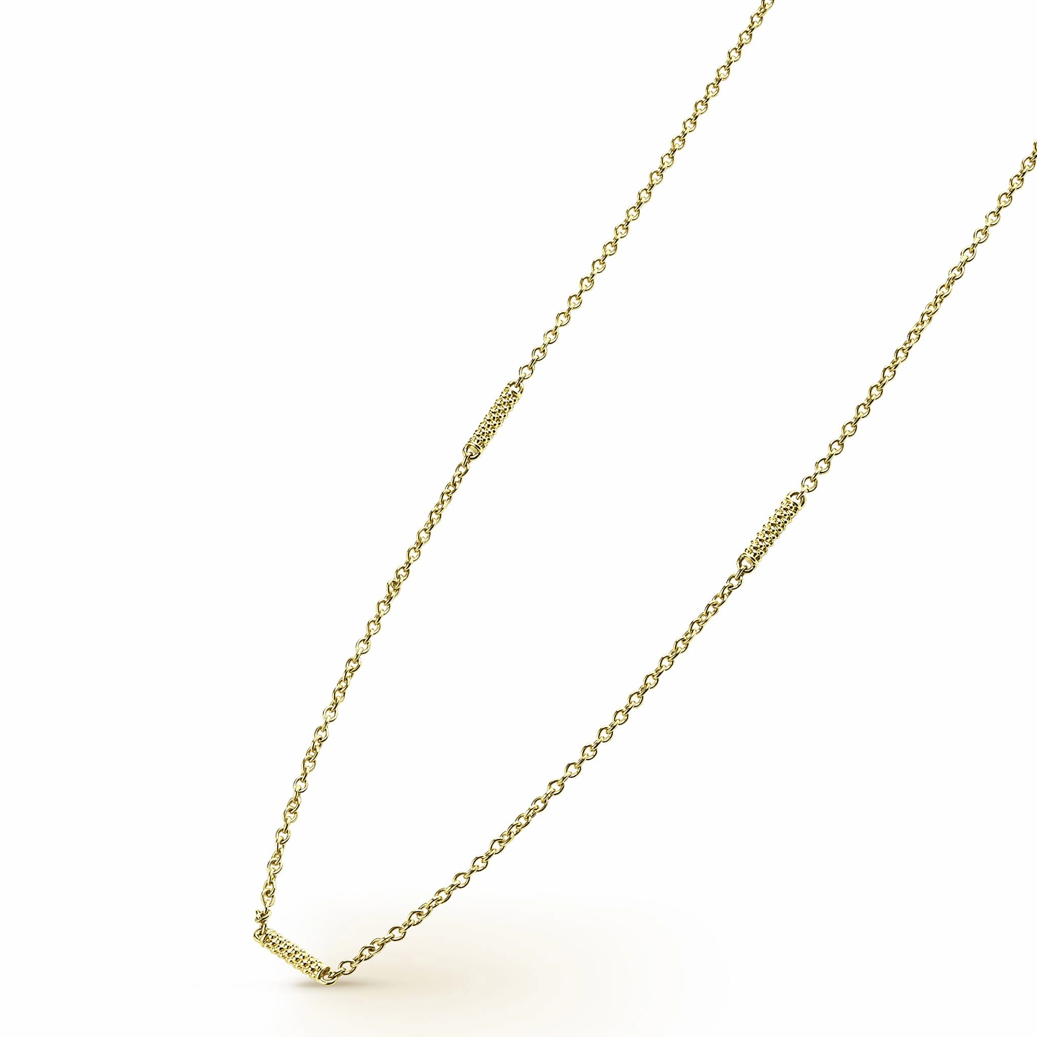 Signature Caviar 18K Gold Superfine Station Chain Necklace