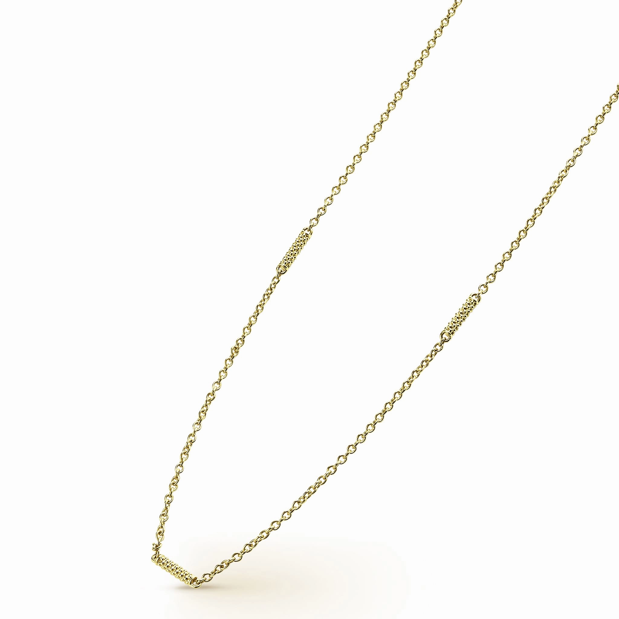 Signature Caviar 18K Gold Superfine Station Chain Necklace