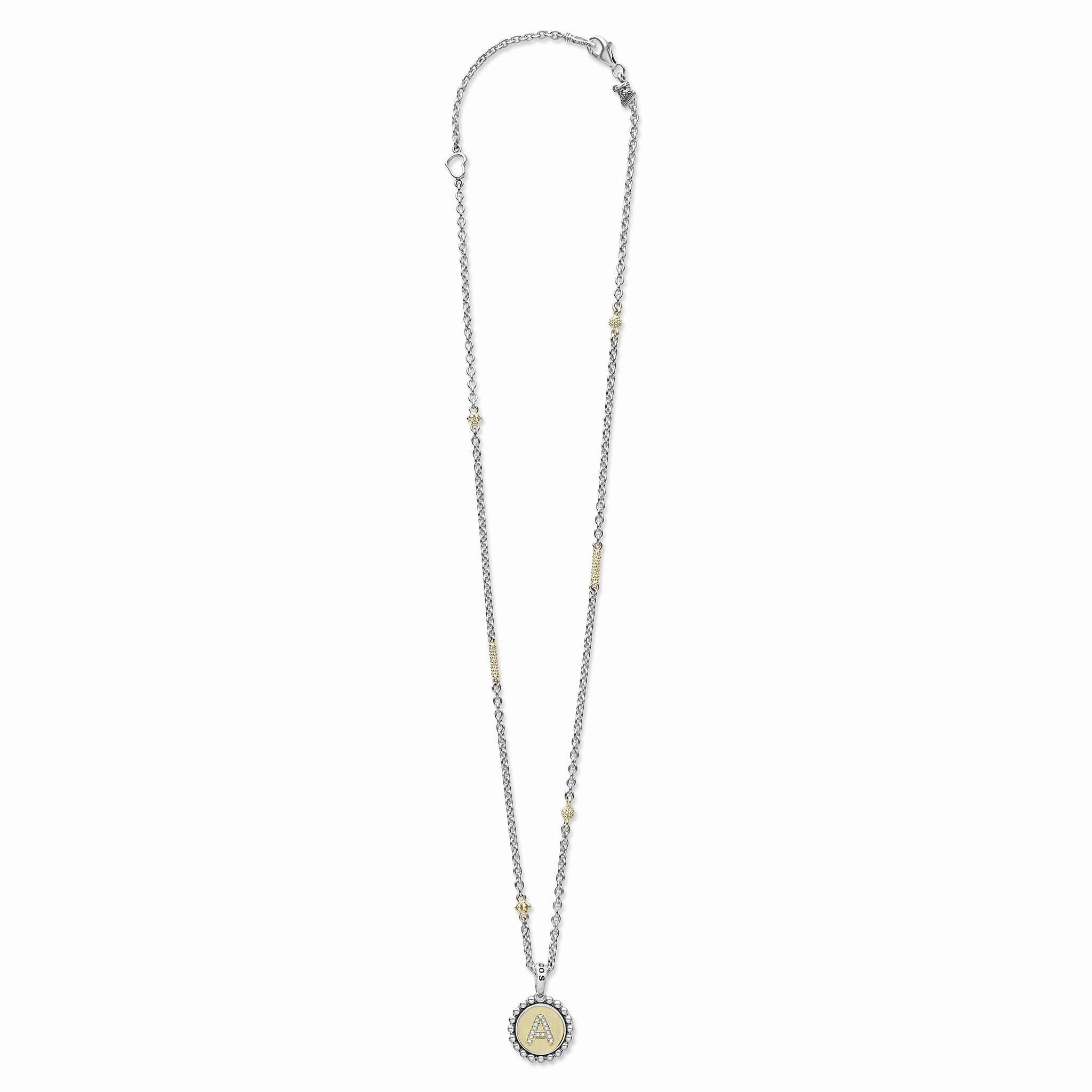 Signature Caviar A Initial Diamond Charm Necklace