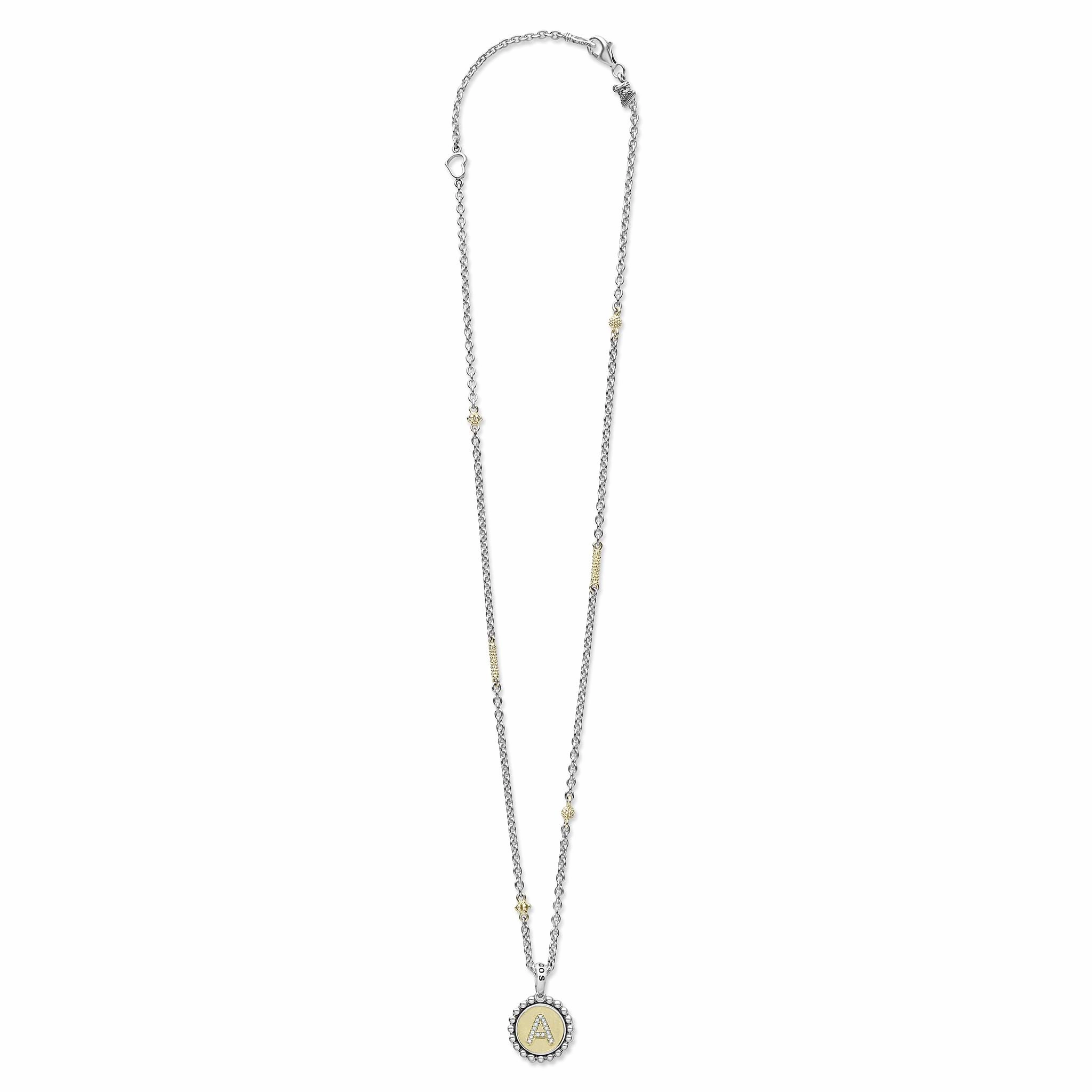 Signature Caviar A Initial Diamond Charm Necklace