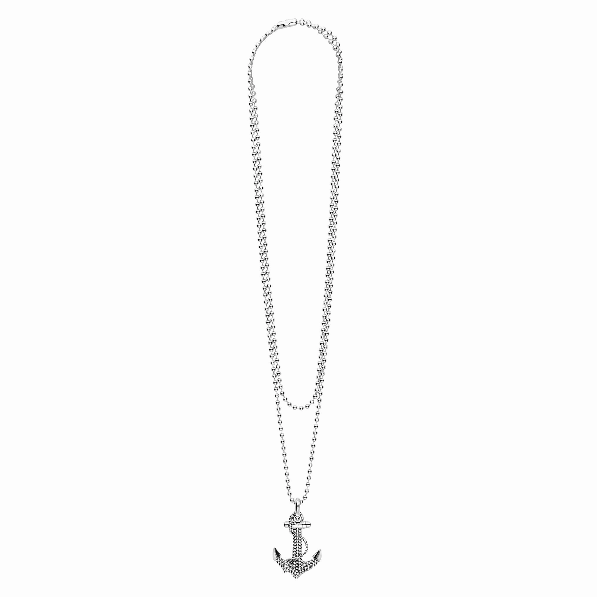 Signature Caviar Anchor Pendant Necklace