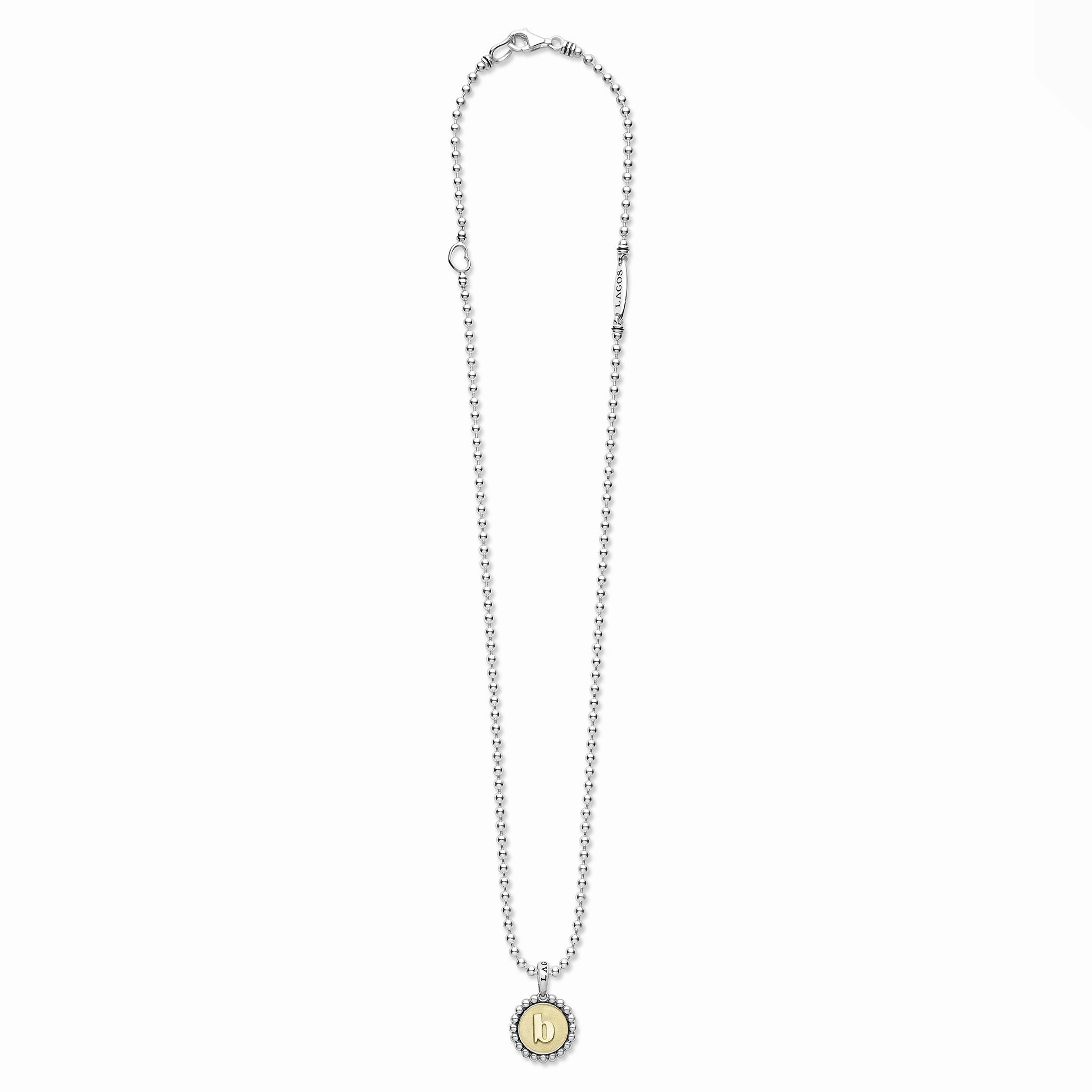 Signature Caviar B Initial Charm Necklace