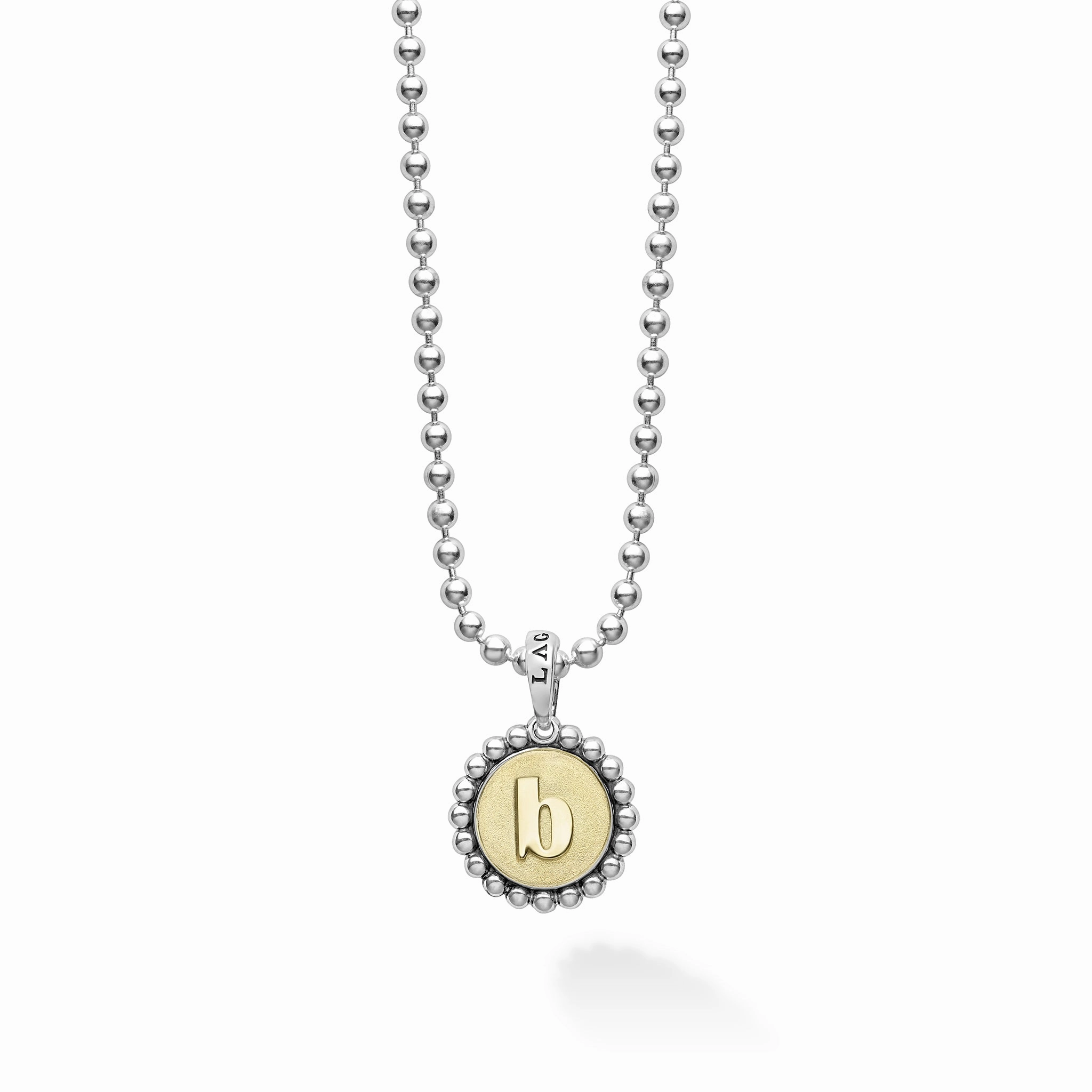 Signature Caviar B Initial Charm Necklace