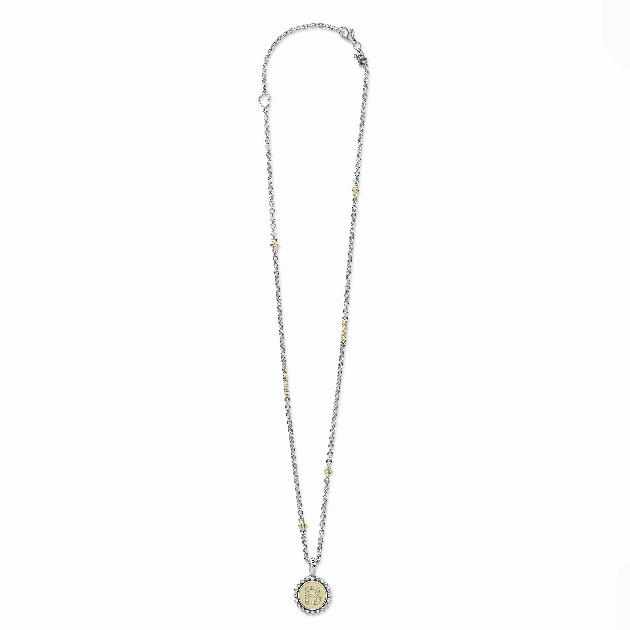 Signature Caviar B Initial Diamond Charm Necklace