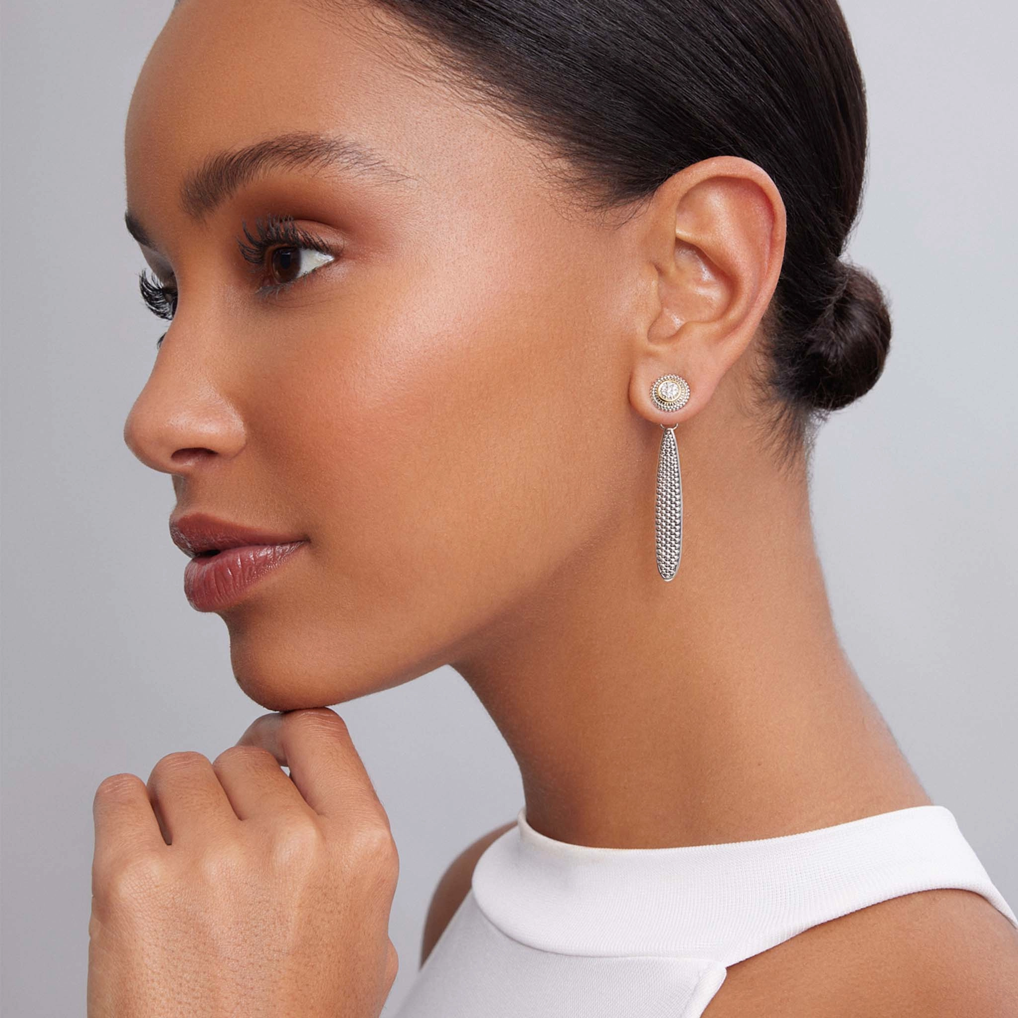 Signature Caviar Beaded Diamond Stud Earrings