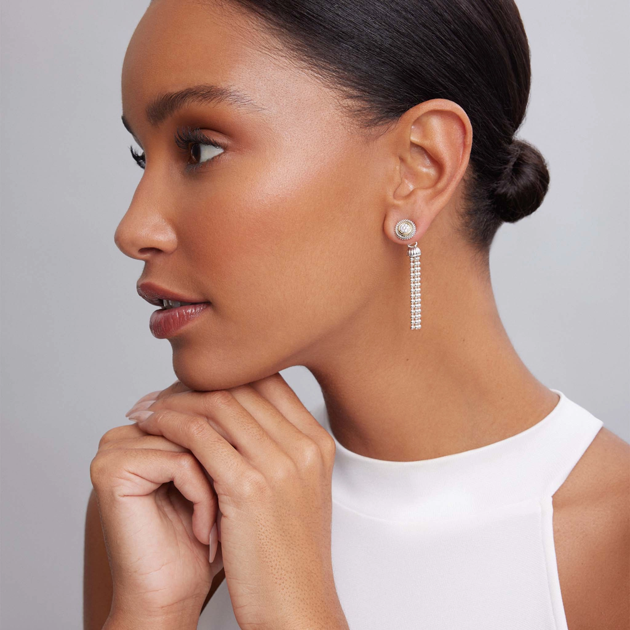Signature Caviar Beaded Diamond Stud Earrings