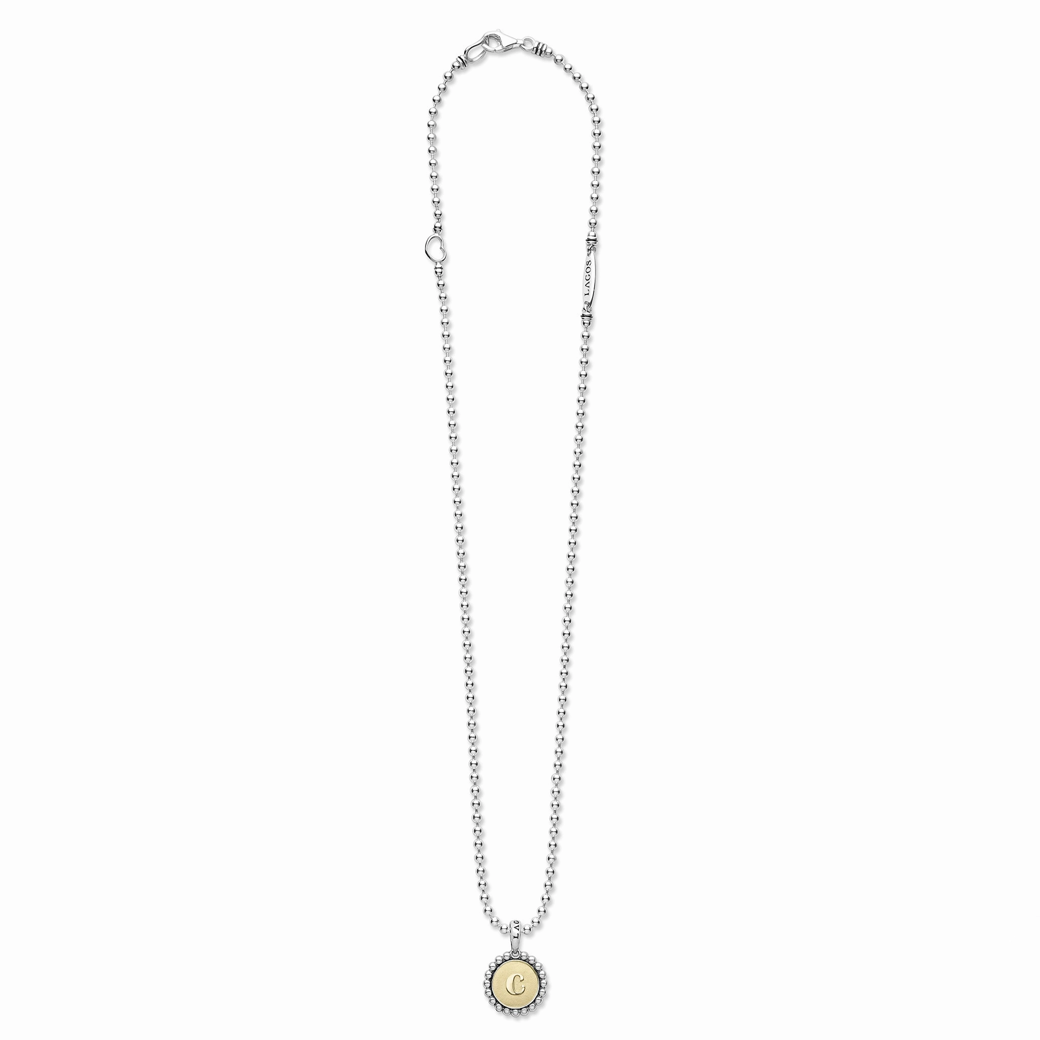 Signature Caviar C Initial Charm Necklace