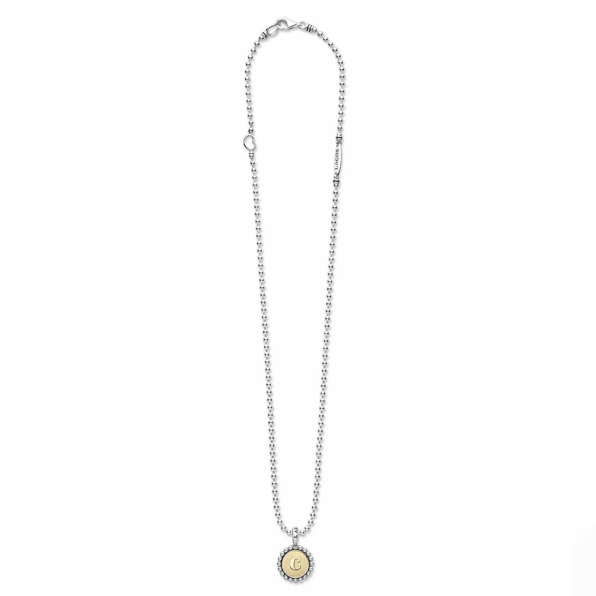 Signature Caviar C Initial Charm Necklace