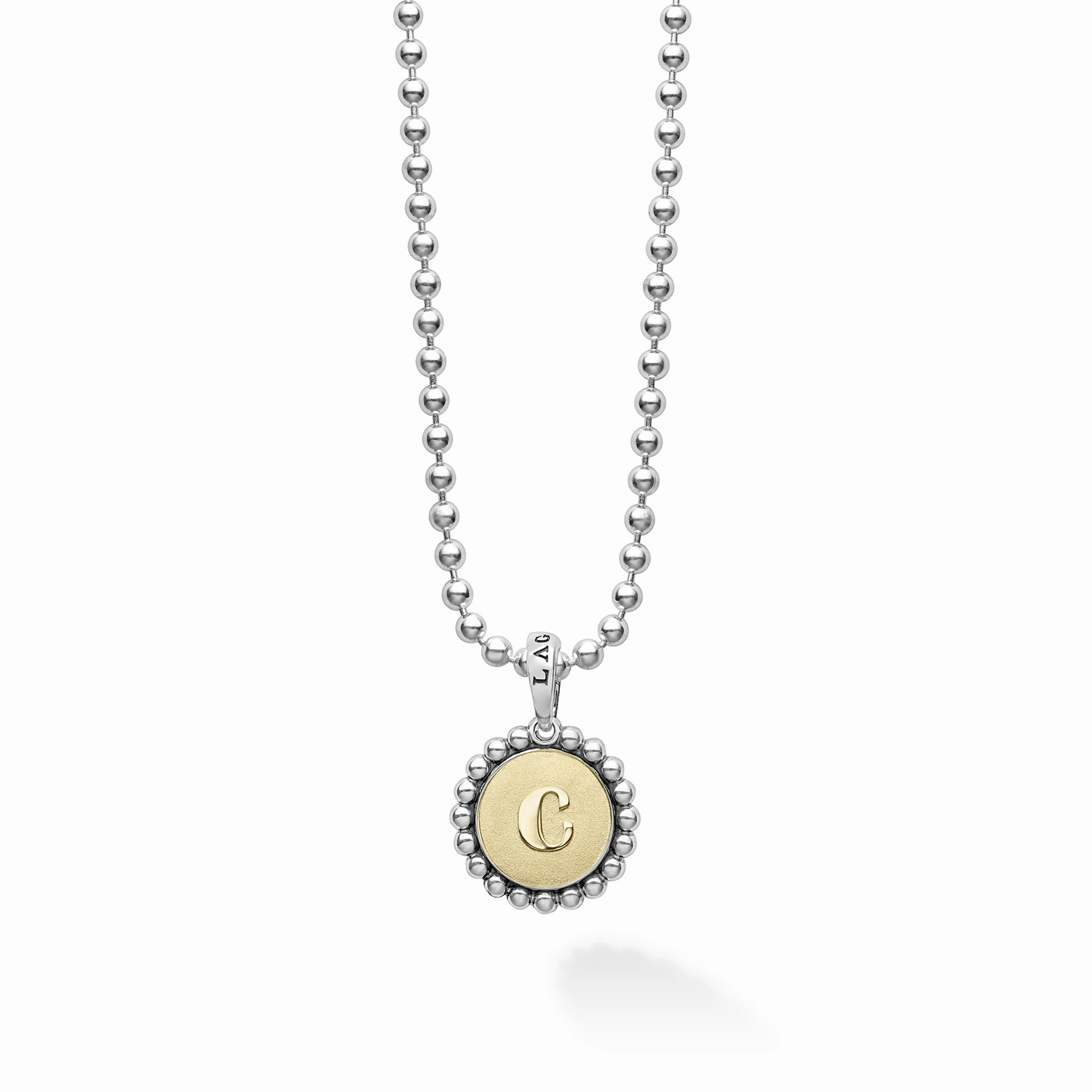 Signature Caviar C Initial Charm Necklace