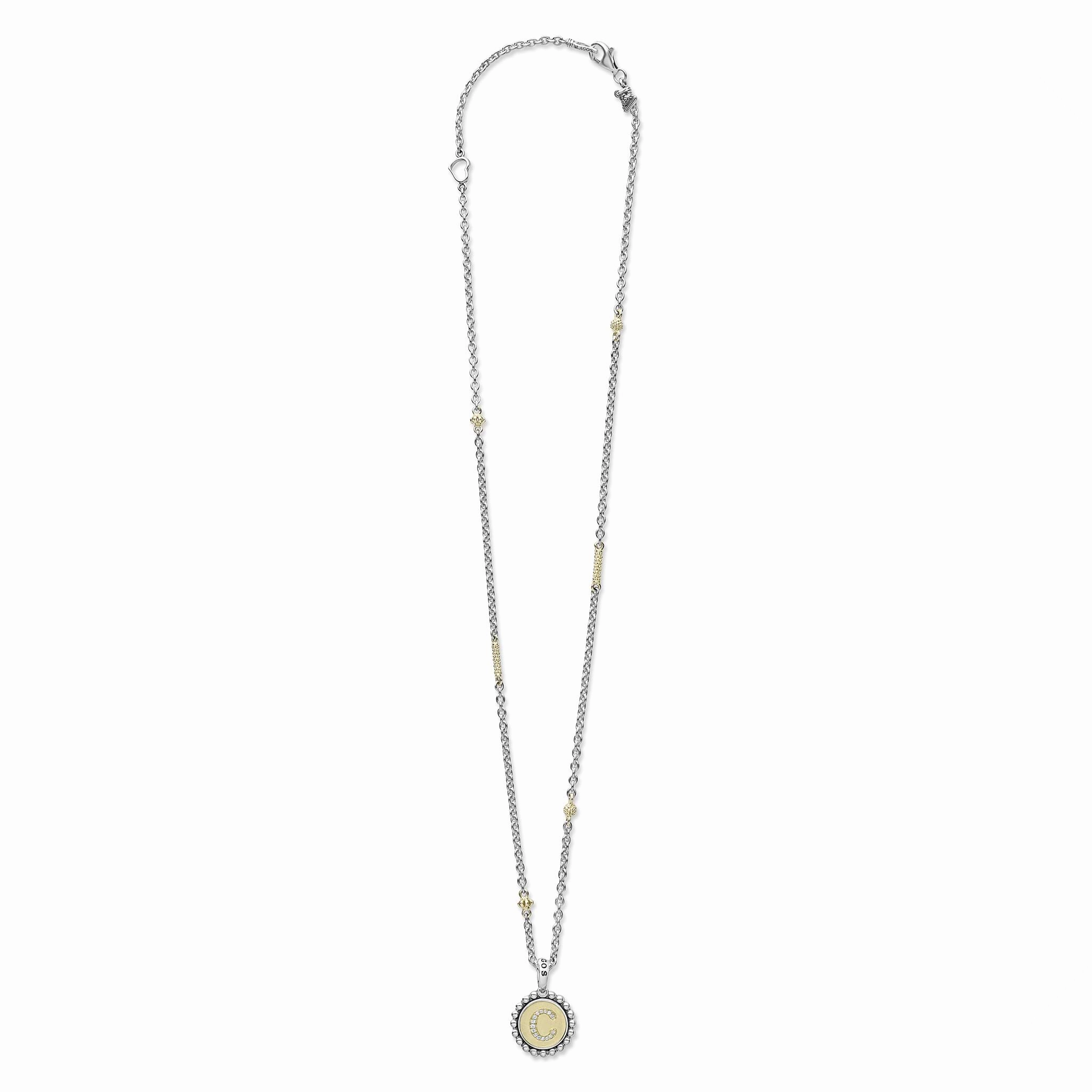 Signature Caviar C Initial Diamond Charm Necklace