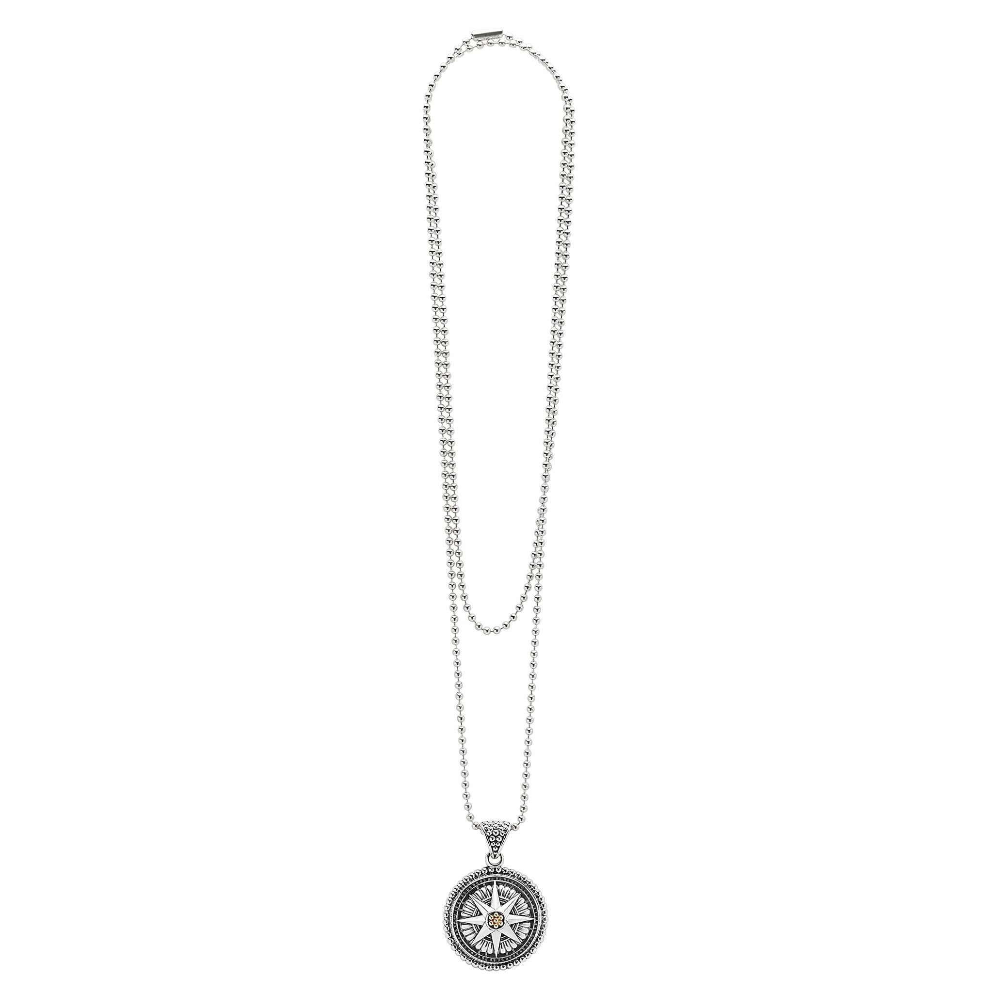 Signature Caviar Compass Pendant Necklace