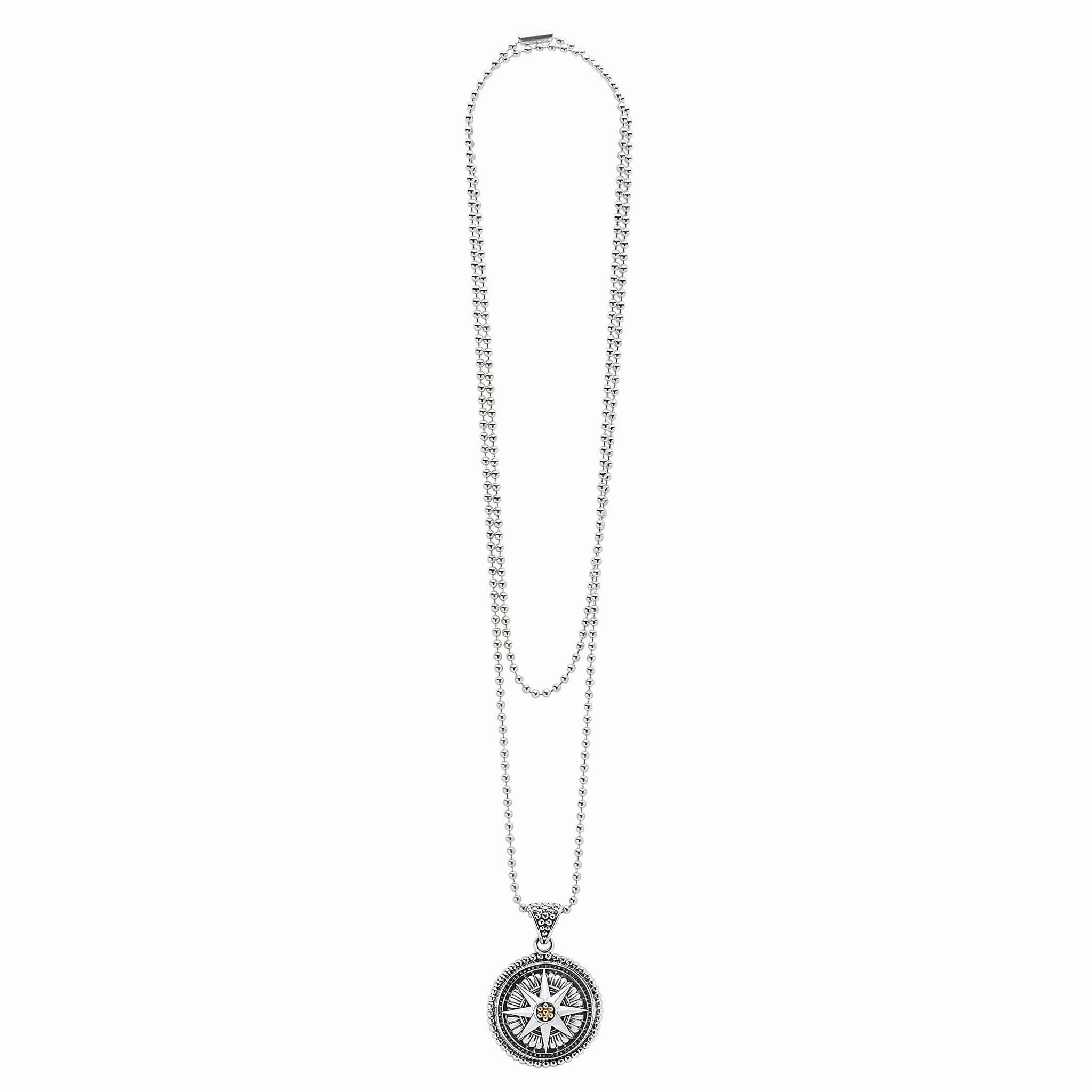 Signature Caviar Compass Pendant Necklace