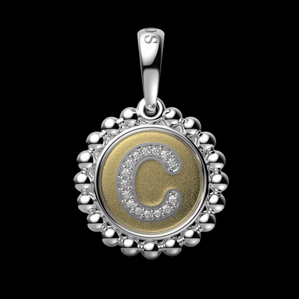 Signature Caviar Diamond C Initial Charm