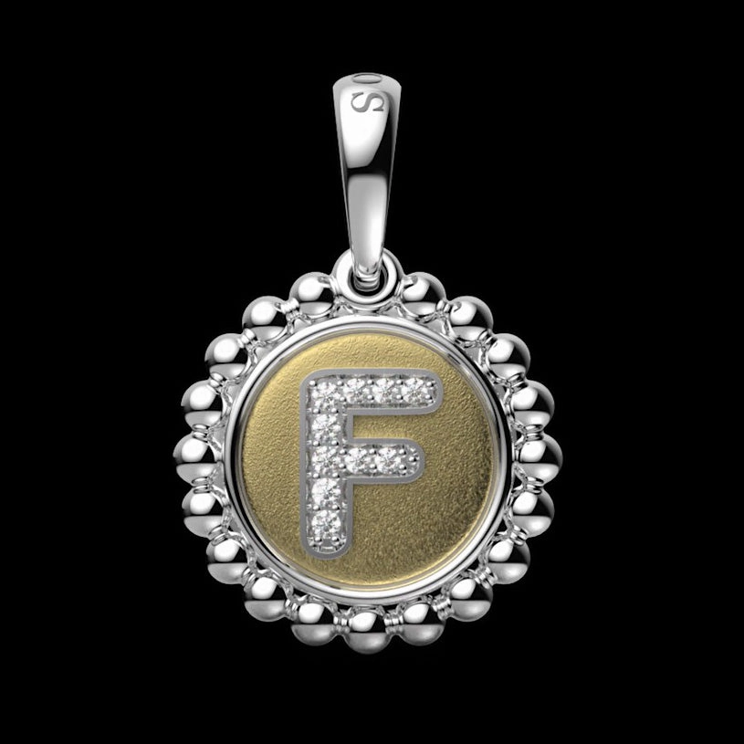 Signature Caviar Diamond F Initial Charm