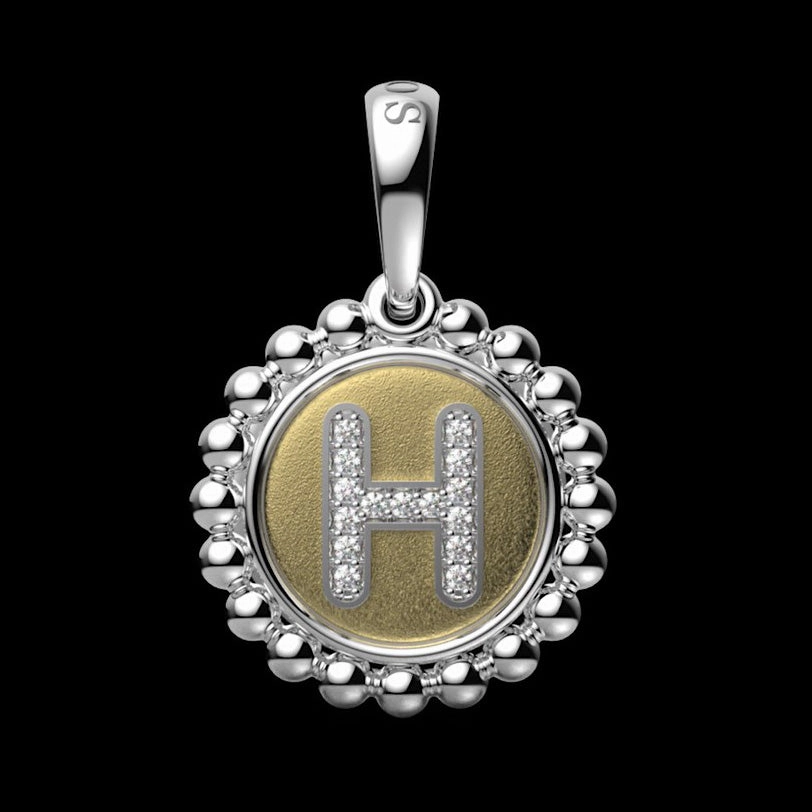 Signature Caviar Diamond H Initial Charm