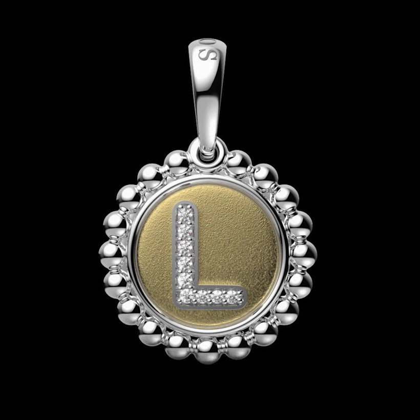 Signature Caviar Diamond L Initial Charm