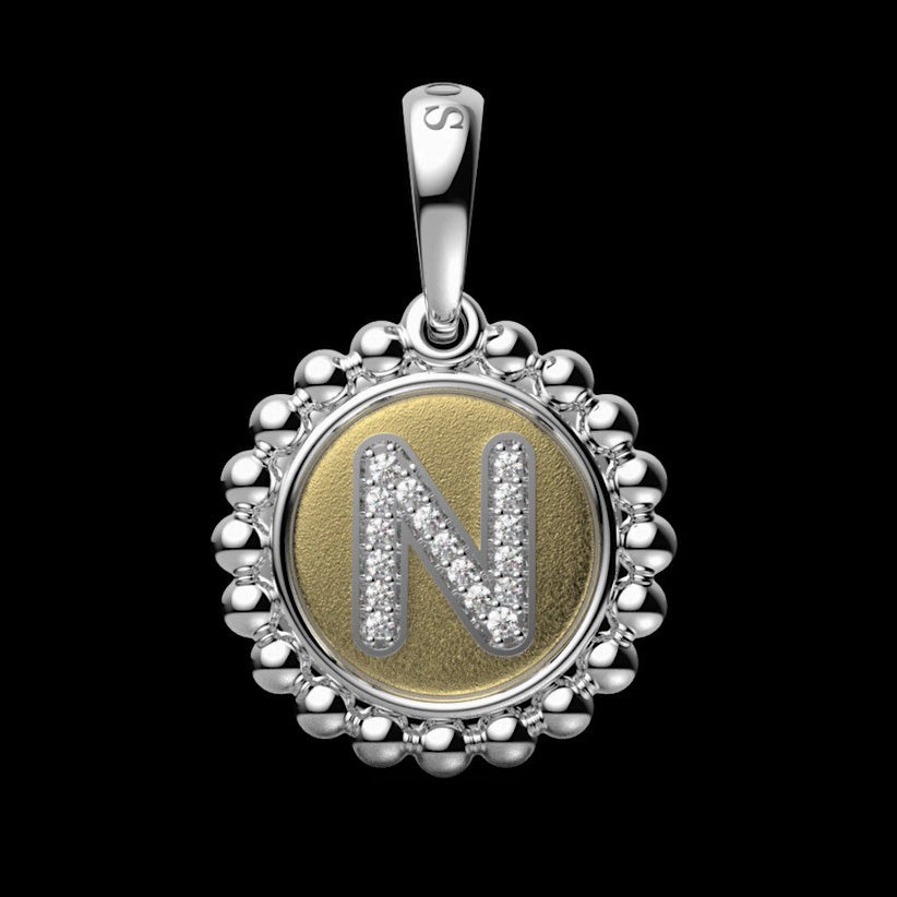 Signature Caviar Diamond N Initial Charm
