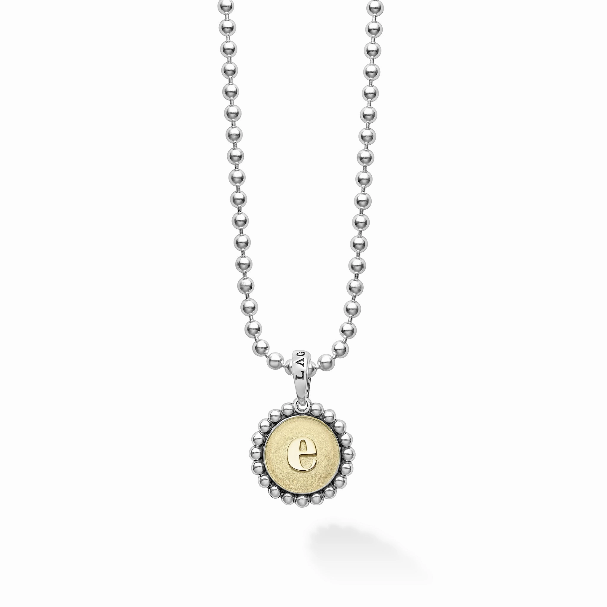 Signature Caviar E Initial Charm Necklace