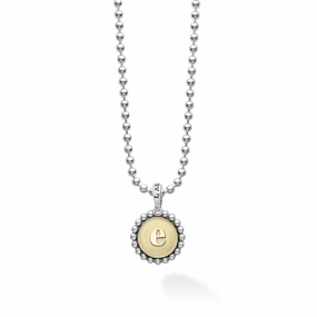 Signature Caviar E Initial Charm Necklace