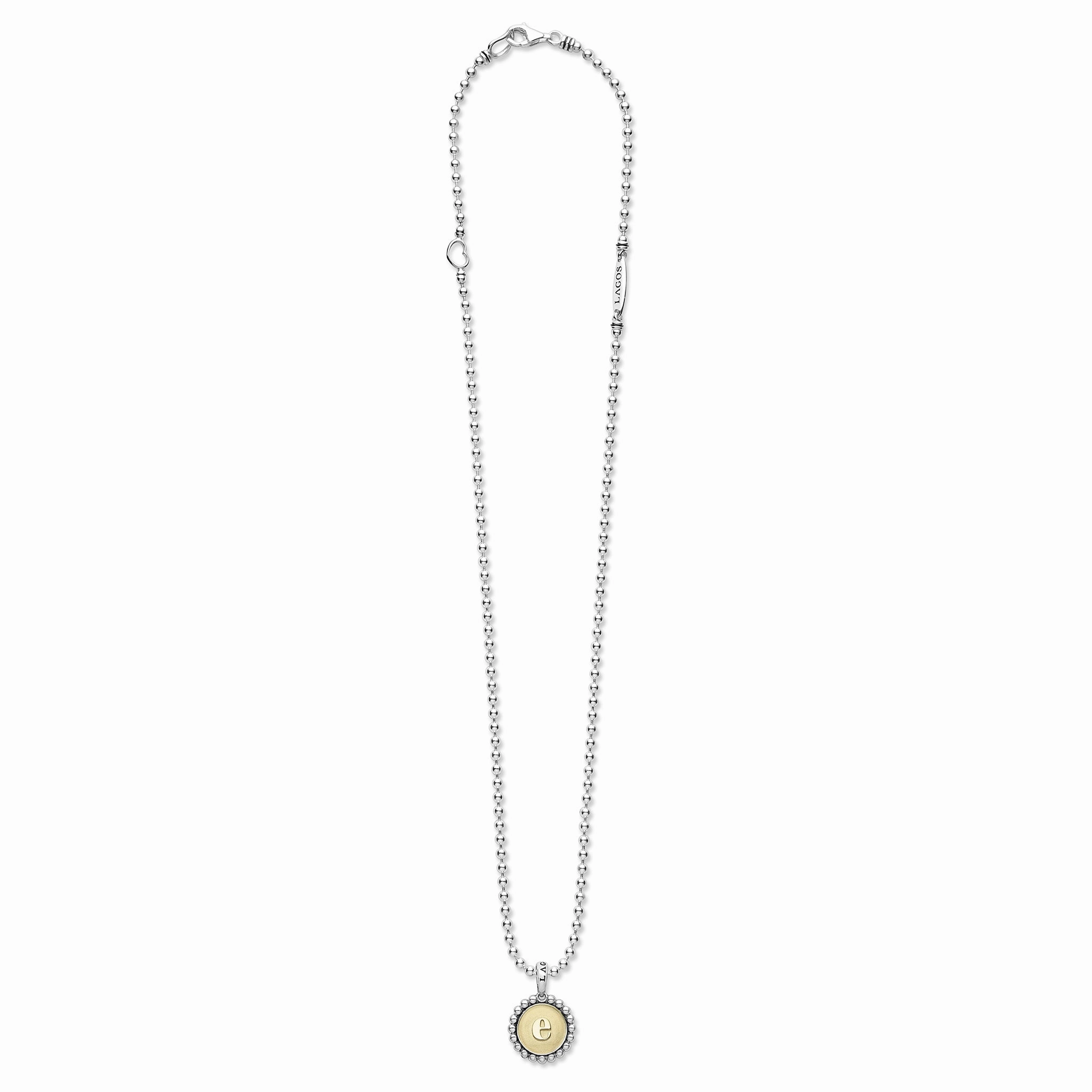 Signature Caviar E Initial Charm Necklace