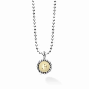 Signature Caviar E Initial Charm Necklace