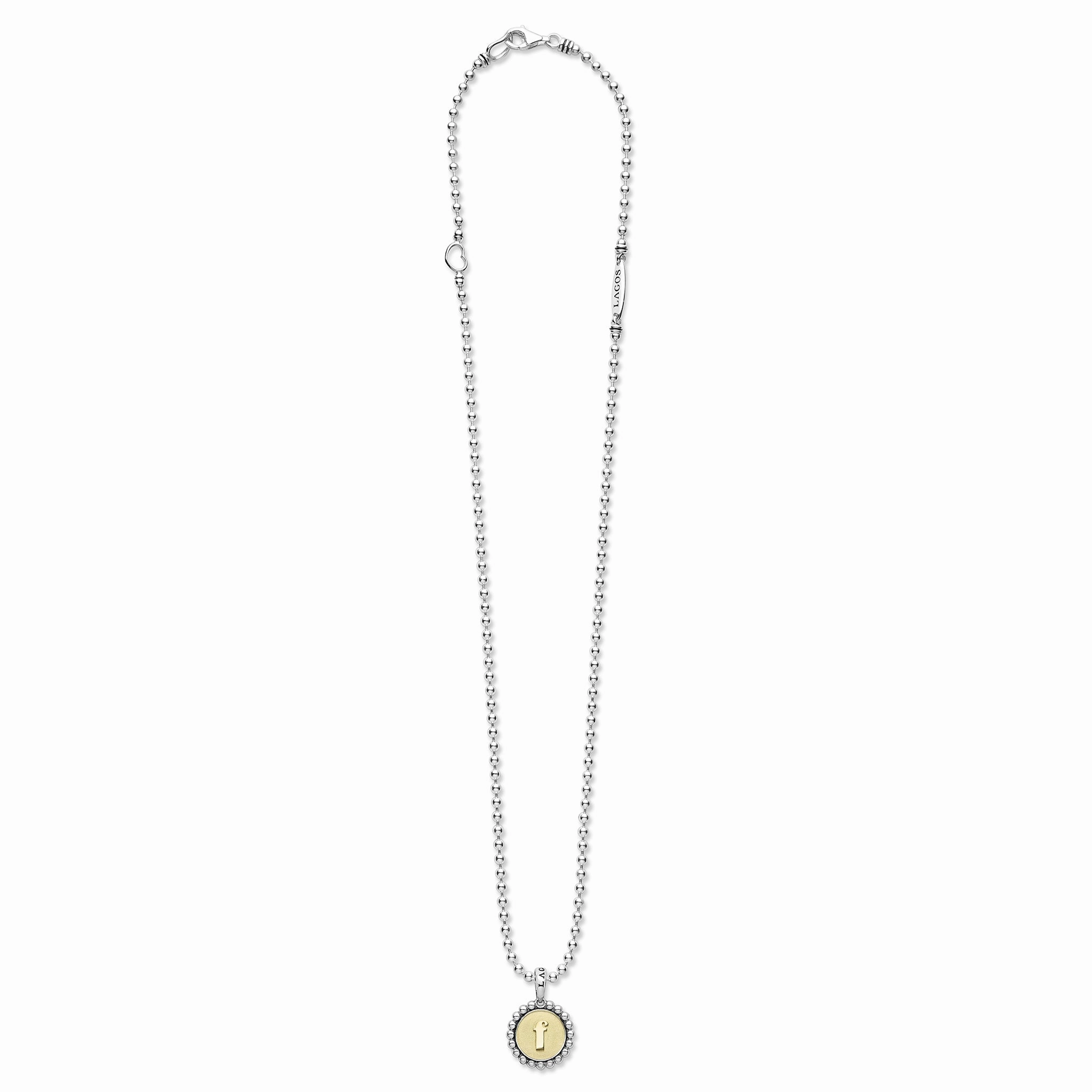 Signature Caviar F Initial Charm Necklace