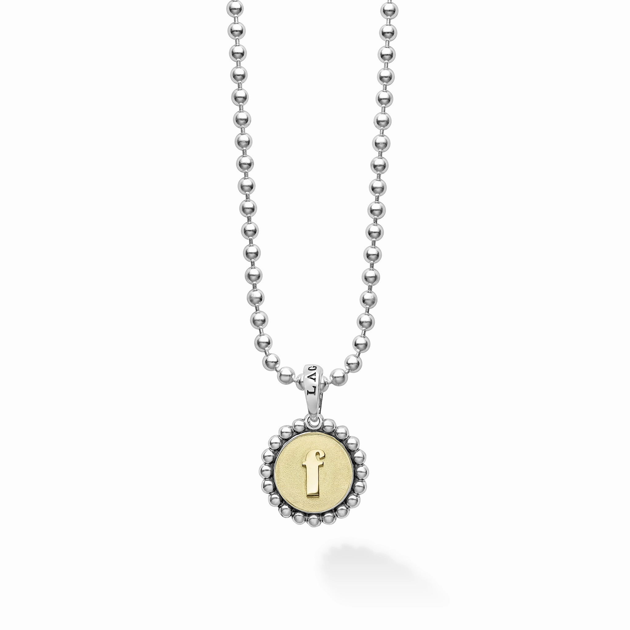 Signature Caviar F Initial Charm Necklace