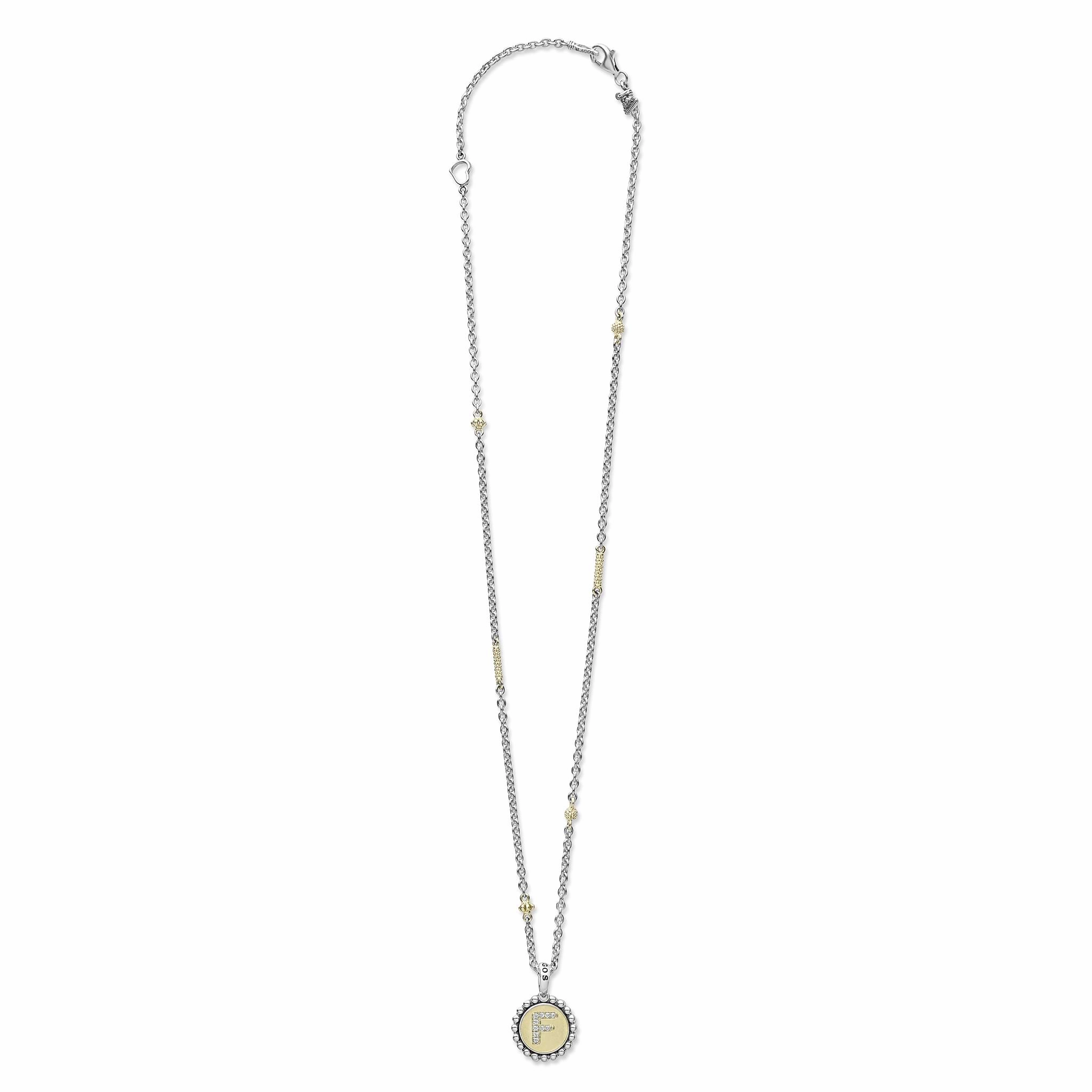 Signature Caviar F Initial Diamond Charm Necklace