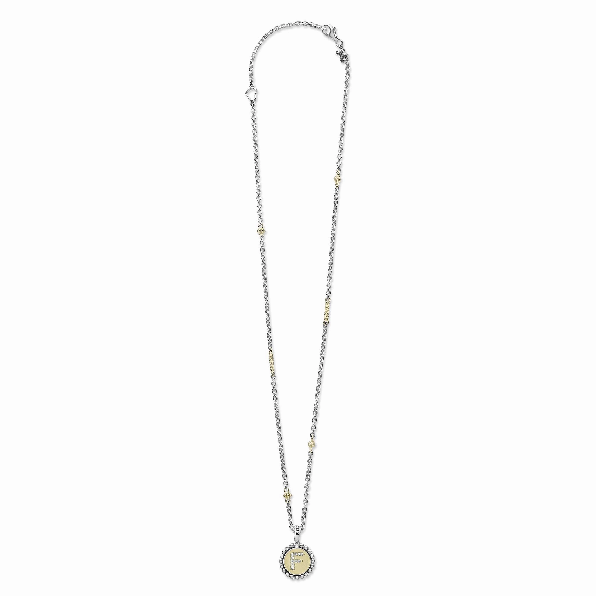 Signature Caviar F Initial Diamond Charm Necklace