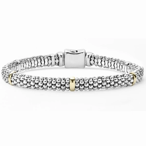Signature Caviar Five Gold Station Caviar Bracelet | 6mm