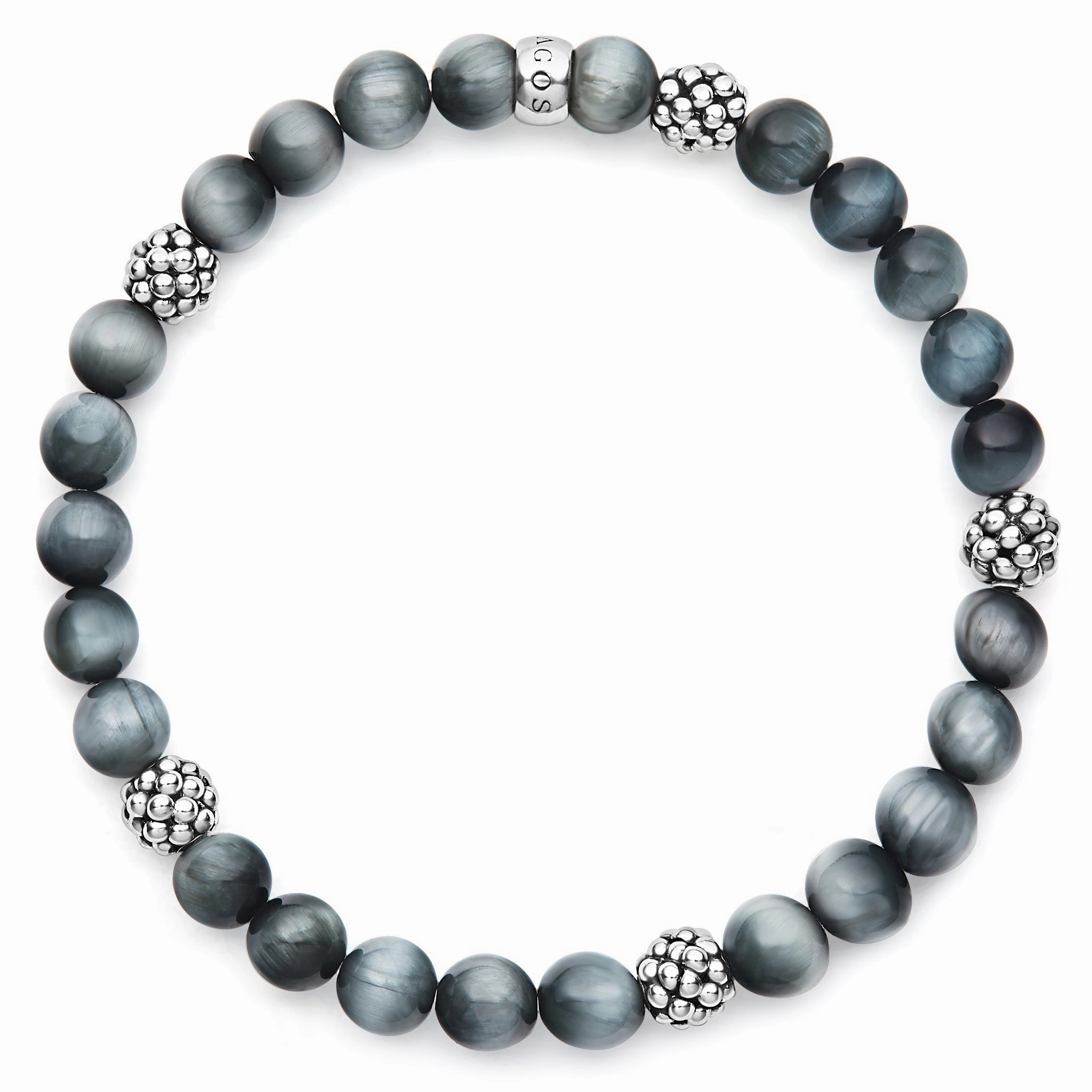 Signature Caviar Five Station Silver Eagle Eye Bead Bracelet