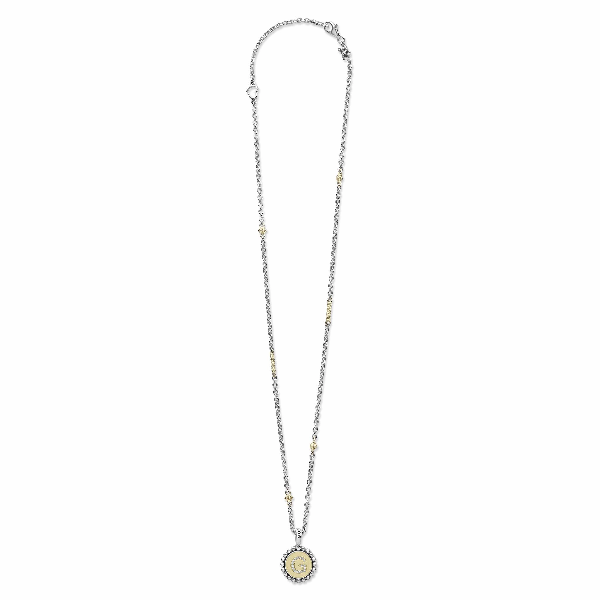 Signature Caviar G Initial Diamond Charm Necklace