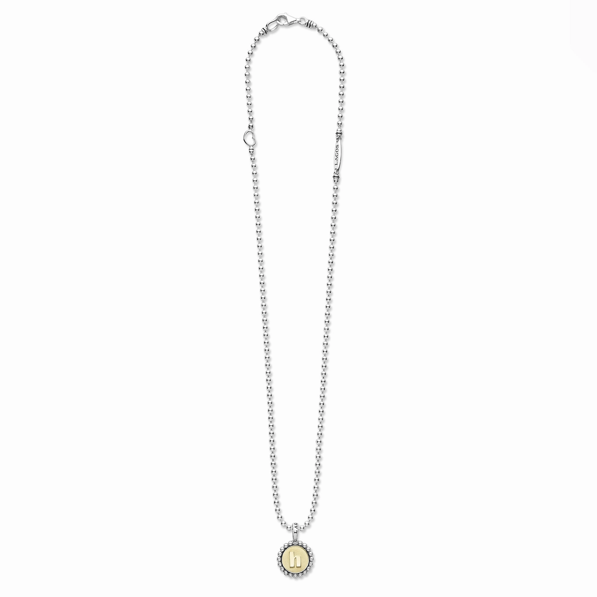Signature Caviar H Initial Charm Necklace